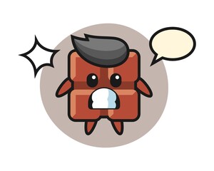 Chocolate bar character cartoon with shocked gesture