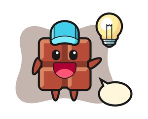 Chocolate bar character cartoon getting the idea