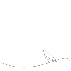 Bird silhouette line drawing, vector illustration