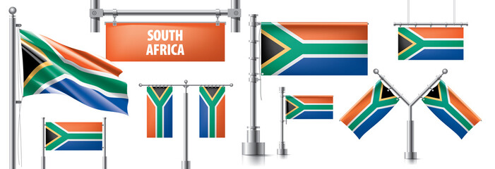 South Africa flag, vector illustration on a white background