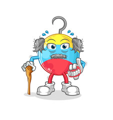 fishing bait white haired old man. character vector