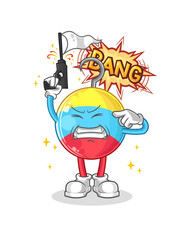 fishing bait warning shot mascot. cartoon vector