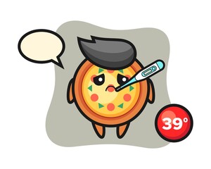 Pizza mascot character with fever condition