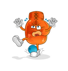 boxing glove hiten by bowling cartoon. cartoon mascot vector