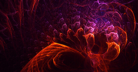 3D rendering abstract multicolor fractal light background