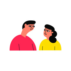 Couple is quarrel. Vector illustration on white background.