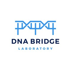 DNA bridge strain helix genetic laboratory logo vector icon illustration