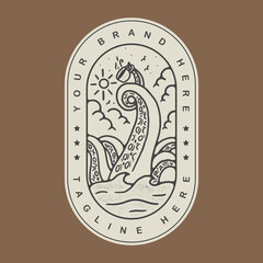 vintage line art badge design for coffee branding