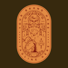 vintage line art badge design for coffee branding