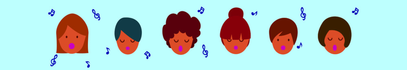 set of carolers element cartoon icon design template with various models. vector illustration isolated on blue background