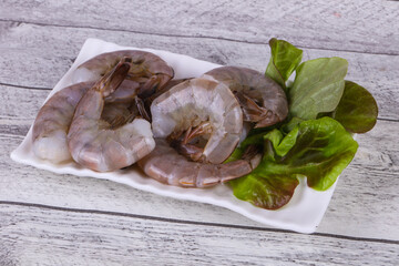 Raw king prawns ready for cooking