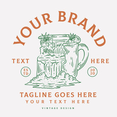 badge design vintage line art outdoor nature