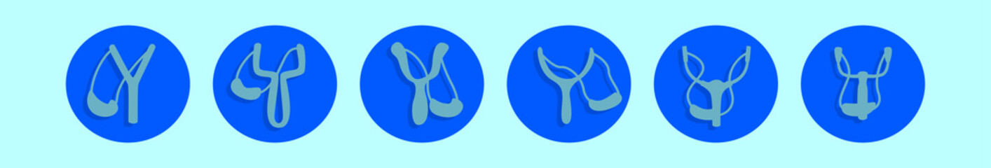Obraz premium set of sling shot cartoon icon design template with various models. vector illustration isolated on blue background