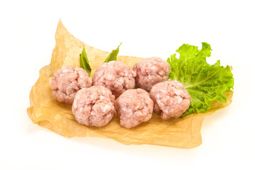 Homemade raw pork minced meatball for cooking