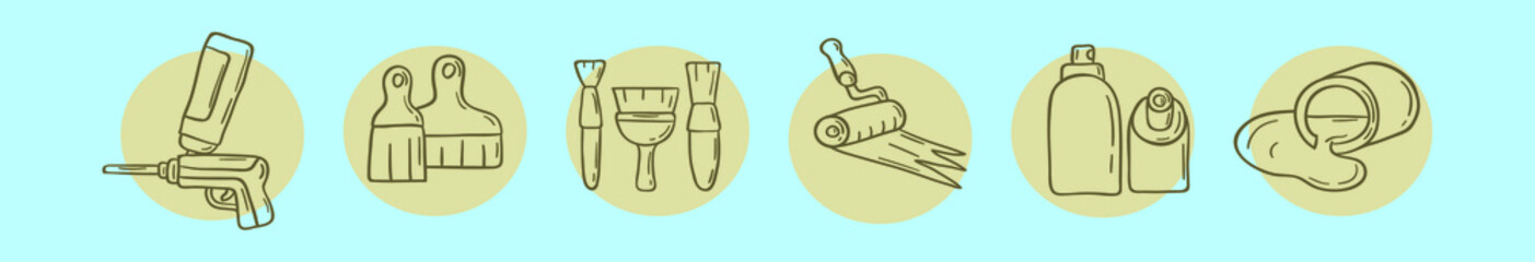 set of paint pots cartoon icon design template with various models. vector illustration isolated on blue background
