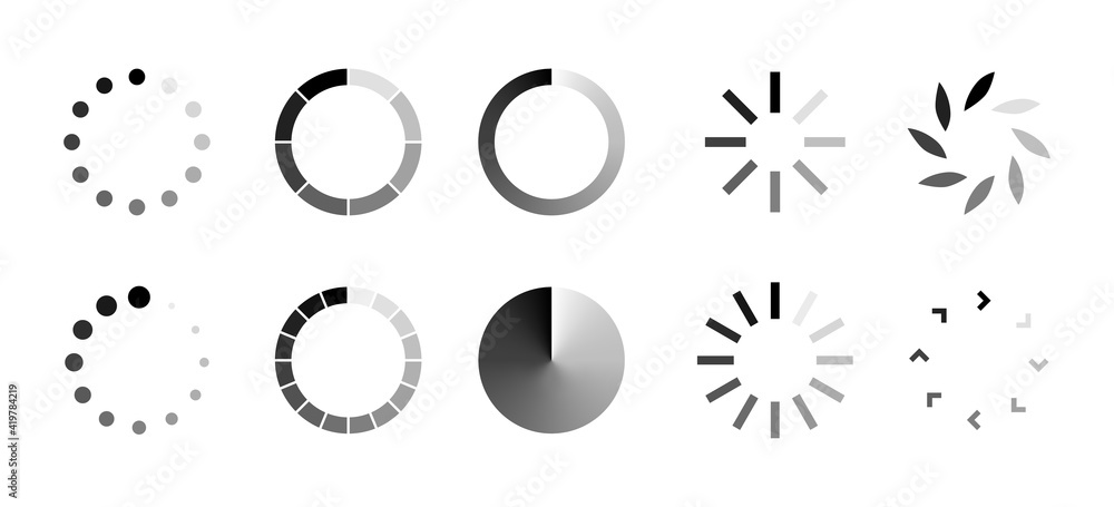 Poster loading icon. set of vector isolated loading icons and signs. download progress. collection of load 