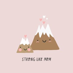 Mother's Day vector cards. Cute mom and baby  cards