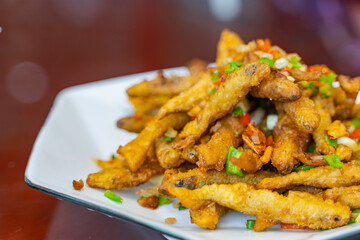 Fried fish with pepper, traditional Anhui cuisine in China.
