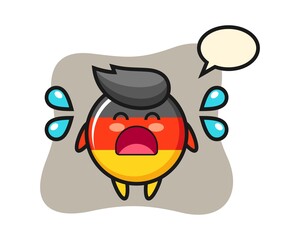 Germany flag badge cartoon illustration with crying gesture