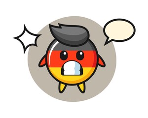 Germany flag badge character cartoon with shocked gesture