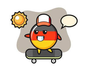 Germany flag badge character illustration ride a skateboard