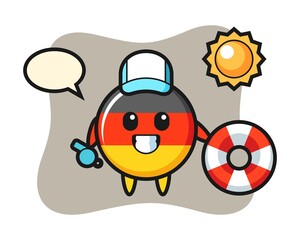 Cartoon mascot of germany flag badge as a beach guard