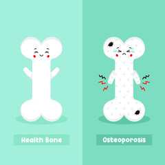 Cute Healthy Bone and Osteoporosis Bone