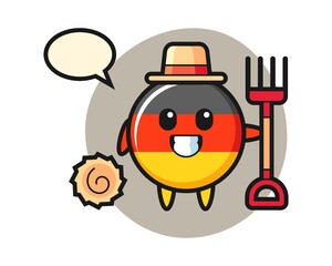Mascot character of germany flag badge as a farmer