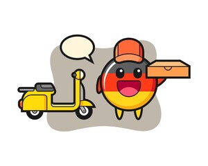 Character illustration of germany flag badge as a pizza deliveryman