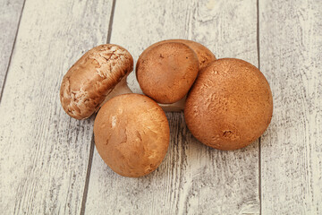 Raw Brown Champignons over background