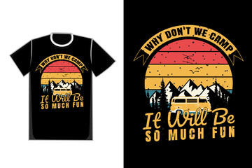 T-shirt silhouette mountain car camp retro style vintage
