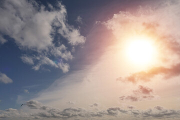 Cloudy blue color sky with white clouds. Nature background. abstract wallpaper