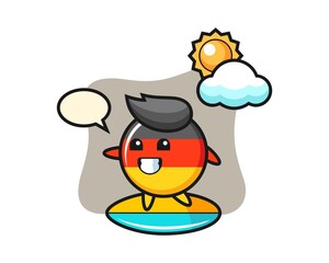 Illustration of germany flag badge cartoon do surfing on the beach