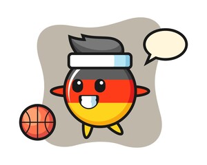 Illustration of germany flag badge cartoon is playing basketball