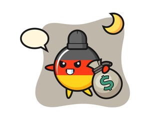 Illustration of germany flag badge cartoon is stolen the money