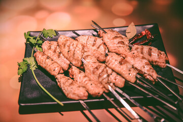 Chinese barbecue, skewers, chicken wings