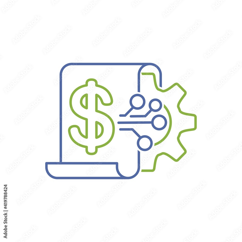 Poster electronic financial management computer program. optimization of business information. stock market