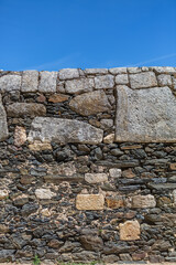 Architecture textures, detailed medieval and old wall masonry schist and granite mix