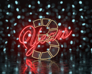 Number three (number 3) gold segments