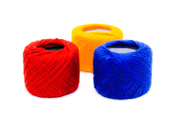 A picture of thread spools isolated on white background