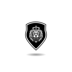 Fototapeta premium Lion Shield Logo with shadow