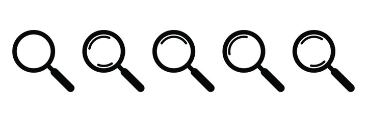 Search icon. Magnifying glass icon, vector magnifier or loupe sign.