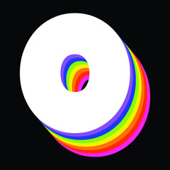 Obraz premium number Zero written in rainbow colors for display
