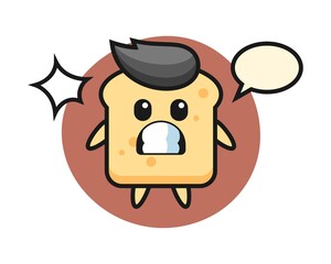 Bread character cartoon with shocked gesture