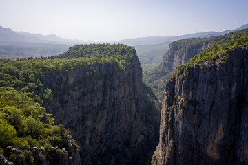 Naklejka premium Tazi Canyon (Bilgelik Vadisi) in Manavgat, Antalya, Turkey. Amazing landscape and cliff. Greyhound Canyon, Wisdom Valley.