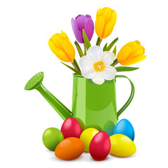 Vector Easter Concept with Watering Can
