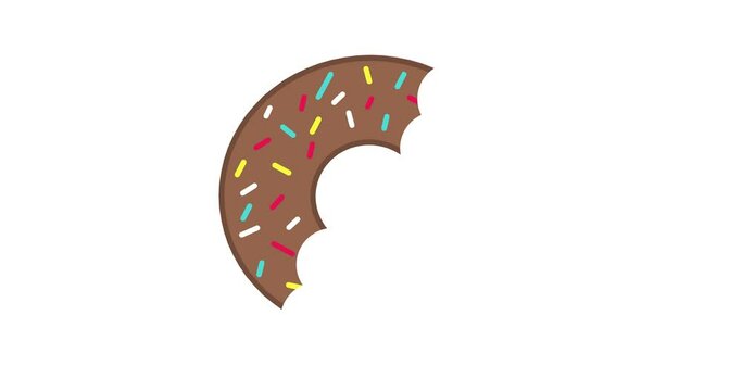 donut eating animation, donut in colored glaze. Food. National donut day. Donut day, doodle style. Sweet food. Biscuit