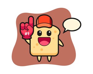Bread illustration cartoon with number 1 fans glove