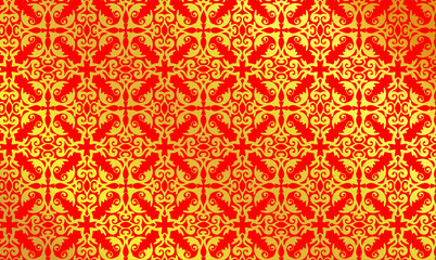 Hintergrund Vorlage Template Muster Struktur floral Ornament in Gold glänzend auf chinesisch rot irisierend asiatisch Schönheit Tapete barock rokkoko Jugendstil victorianisch Karo Raute edel Stoff