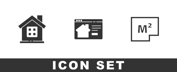 Set House, Online real estate house and plan icon. Vector.